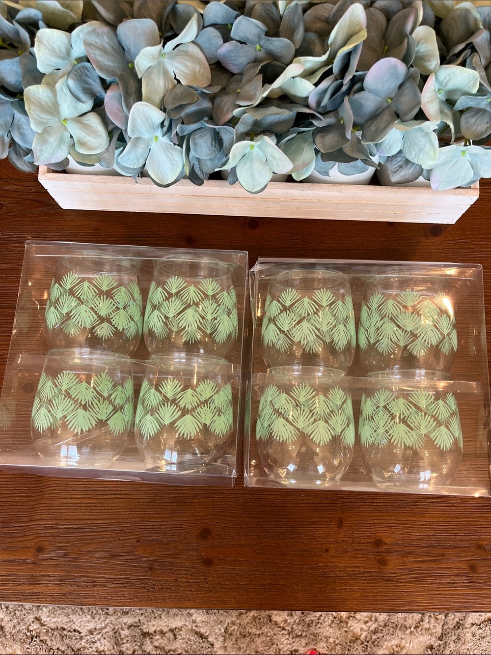 NWT Sun Squad Palm Leaf Plastic Stemless Wine Glasses - Set of 8